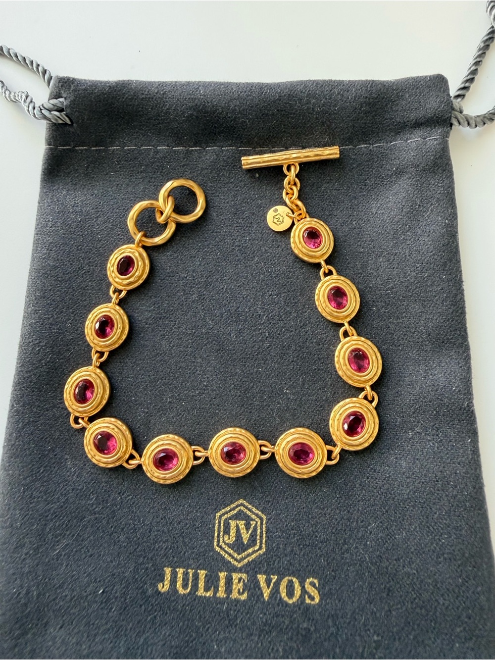 NWOT Julie Vos Necklace with Pink Gem Accents